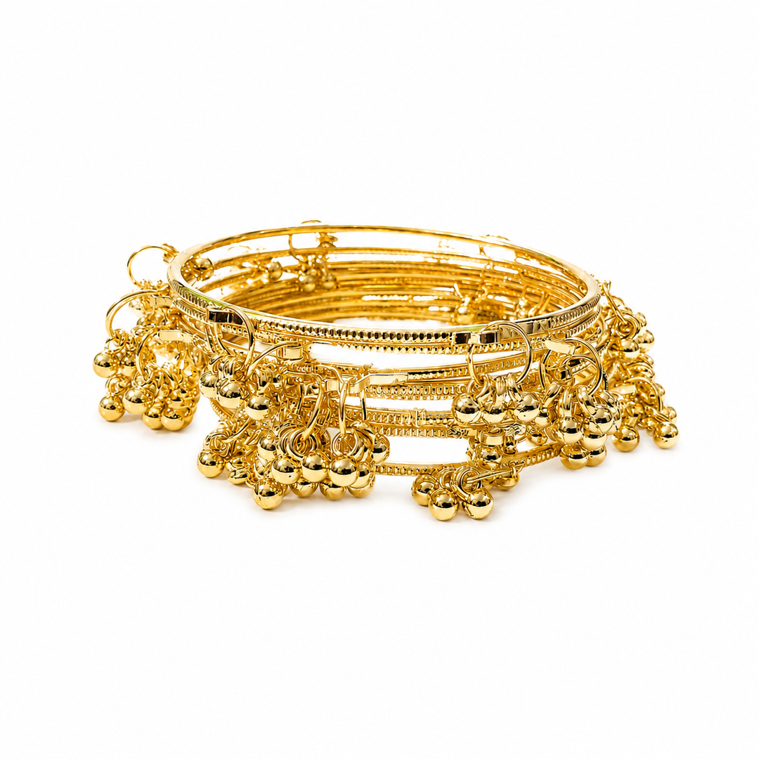 Kashmiri Ghungroo Bangles – Gold Finish, Pack of 8