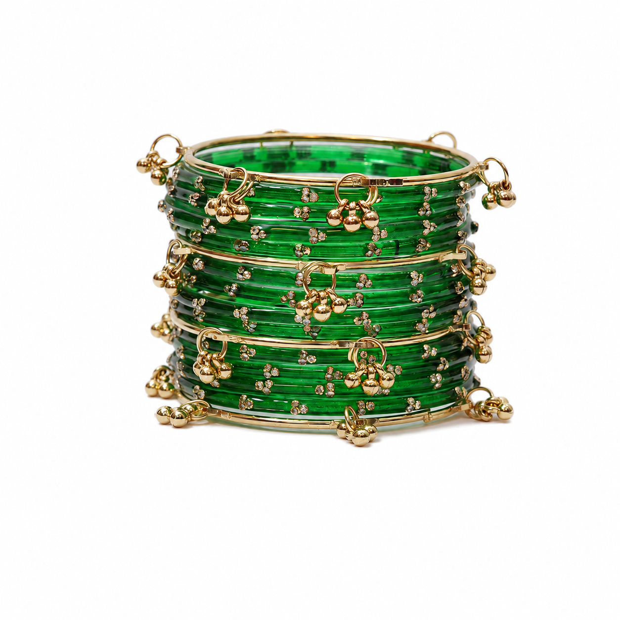 Green Ghungroo Glass Bangle Set – Alankrta