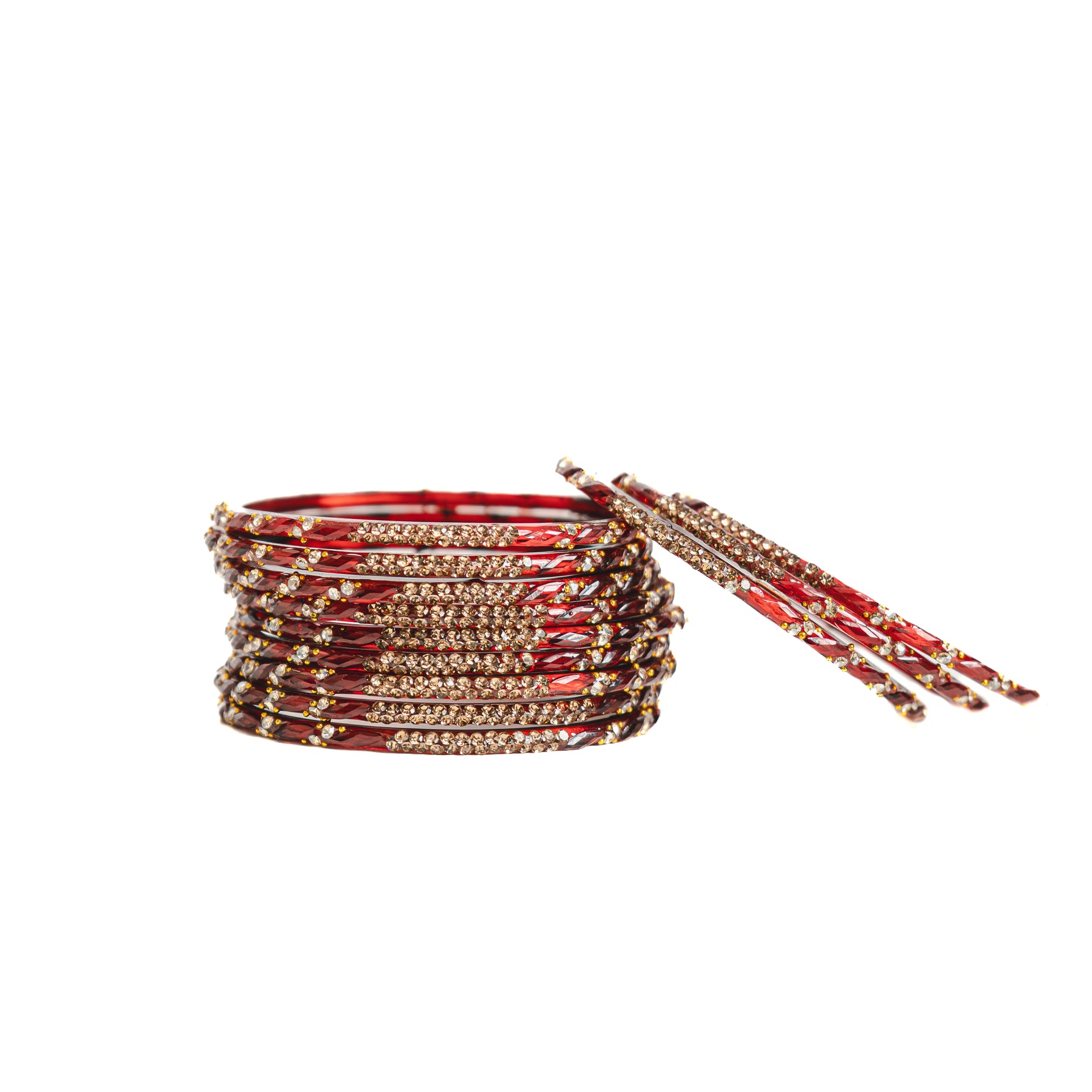 Maroon crystal stone glass bangles set for women – Alankrta
