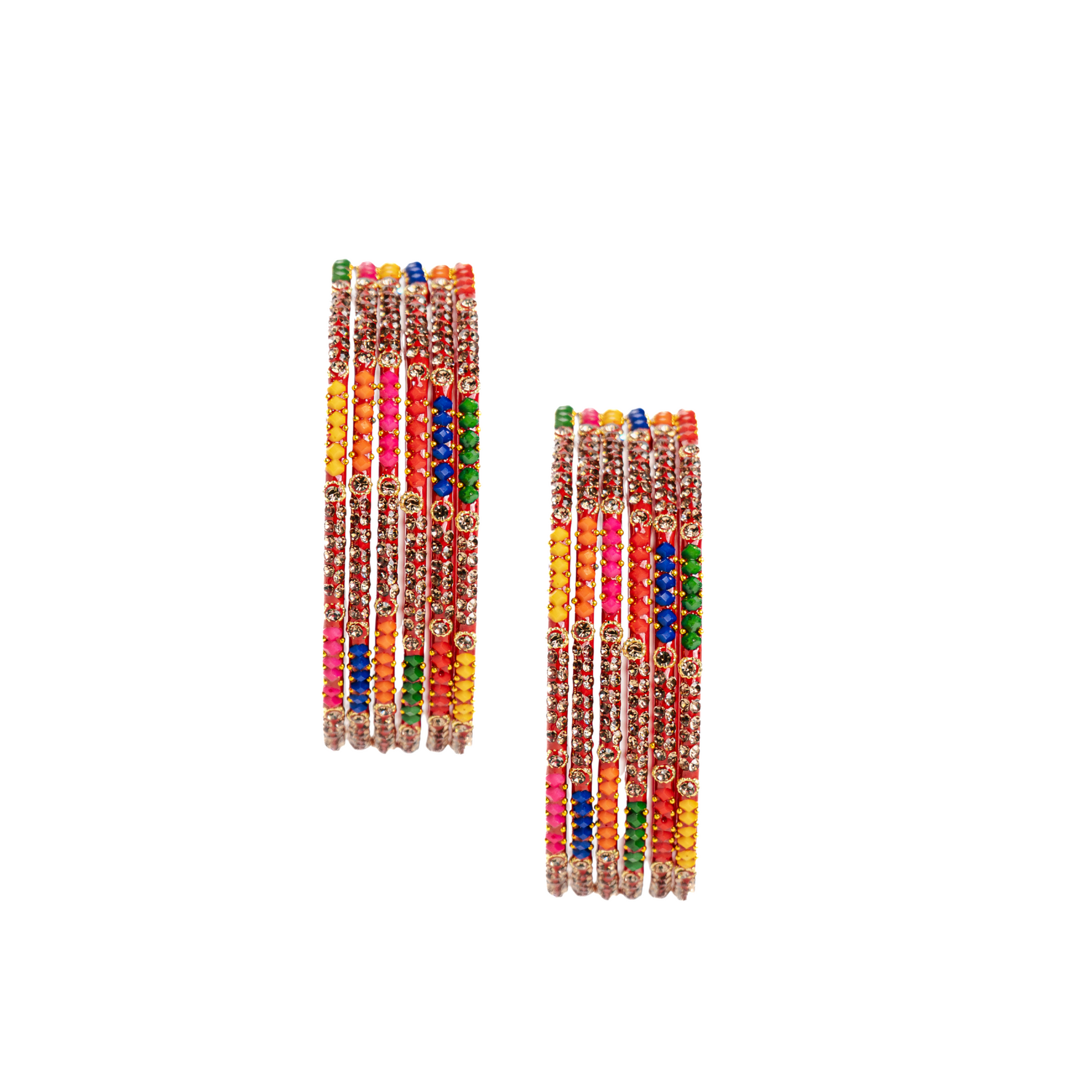 Multicolor crystal glass bangles set of 12 – Alankrta