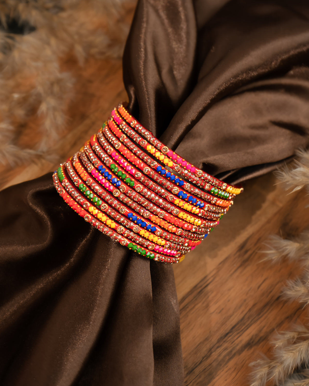 Multicolor crystal glass bangles set of 12 – Alankrta