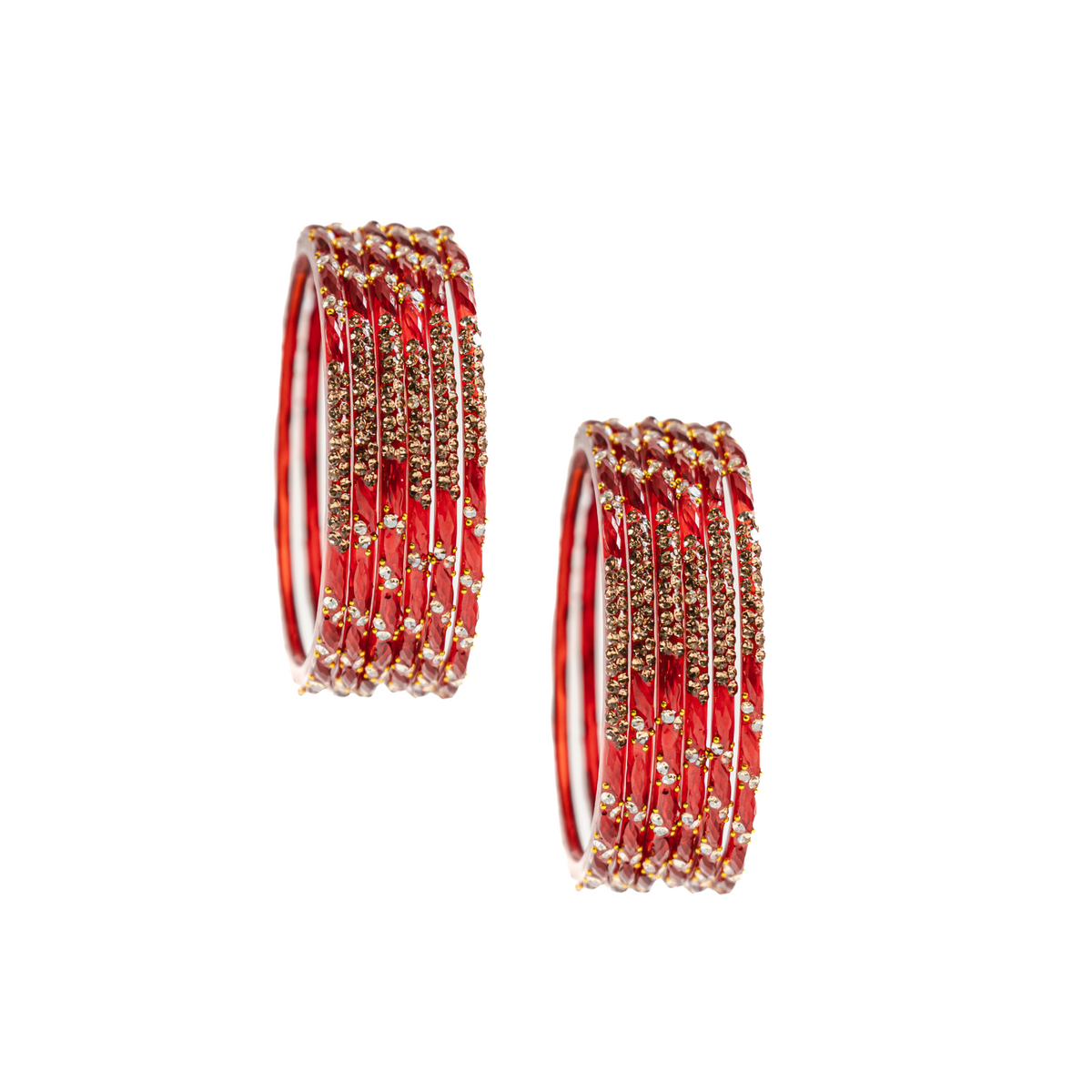 Red crystal stone glass bangles set for women – Alankrta