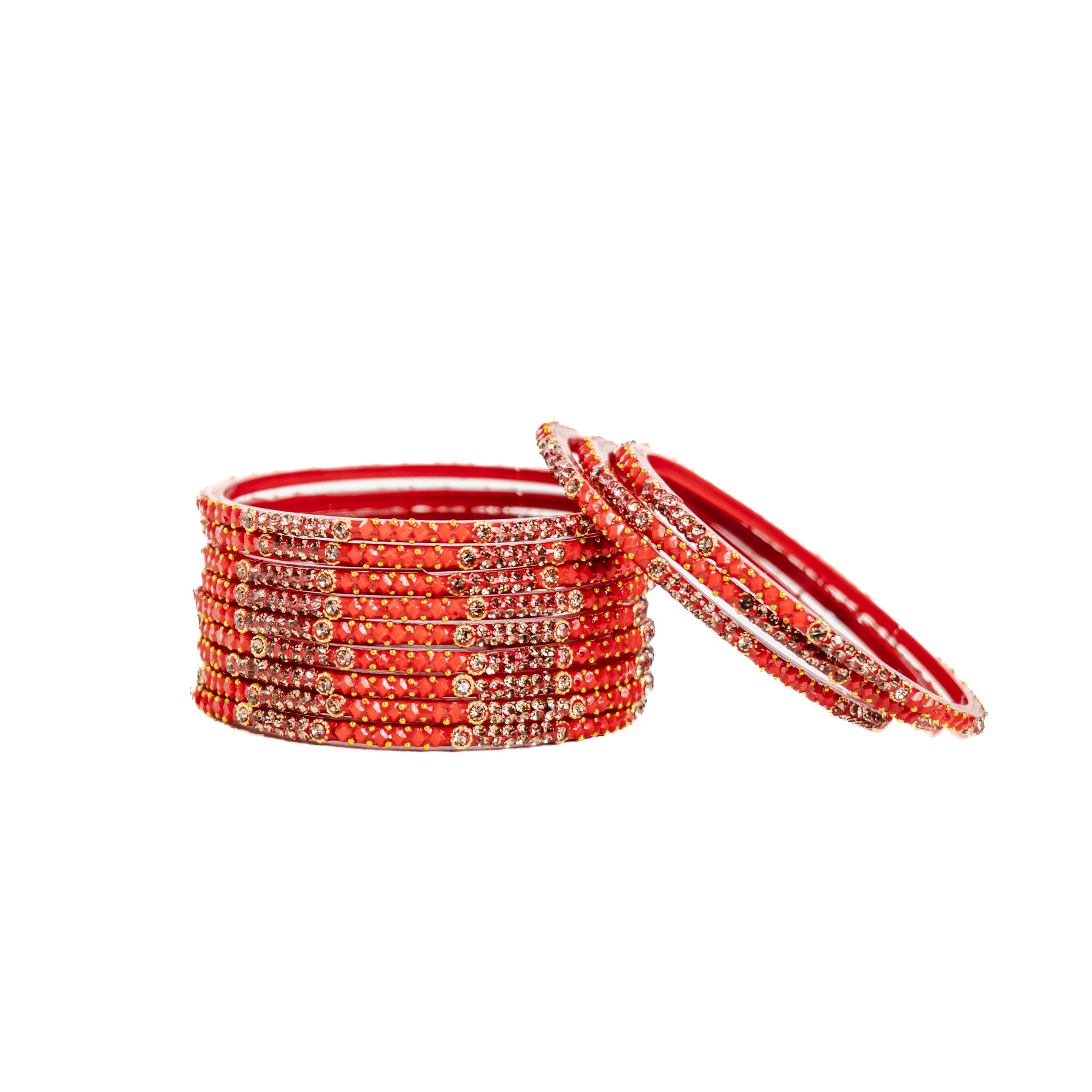 Red crystal glass bangles set of 12 – Alankrta
