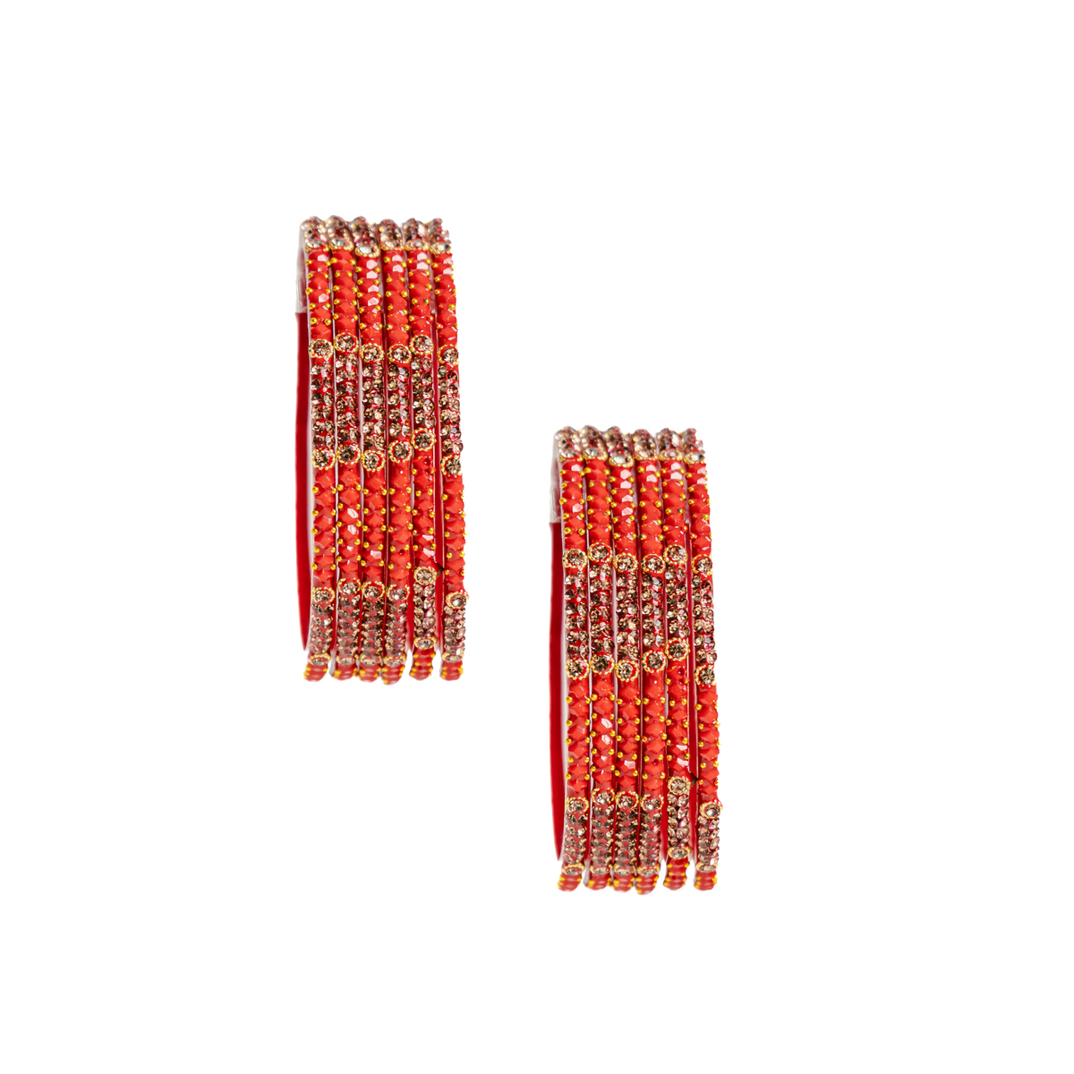 Red crystal glass bangles set of 12 – Alankrta