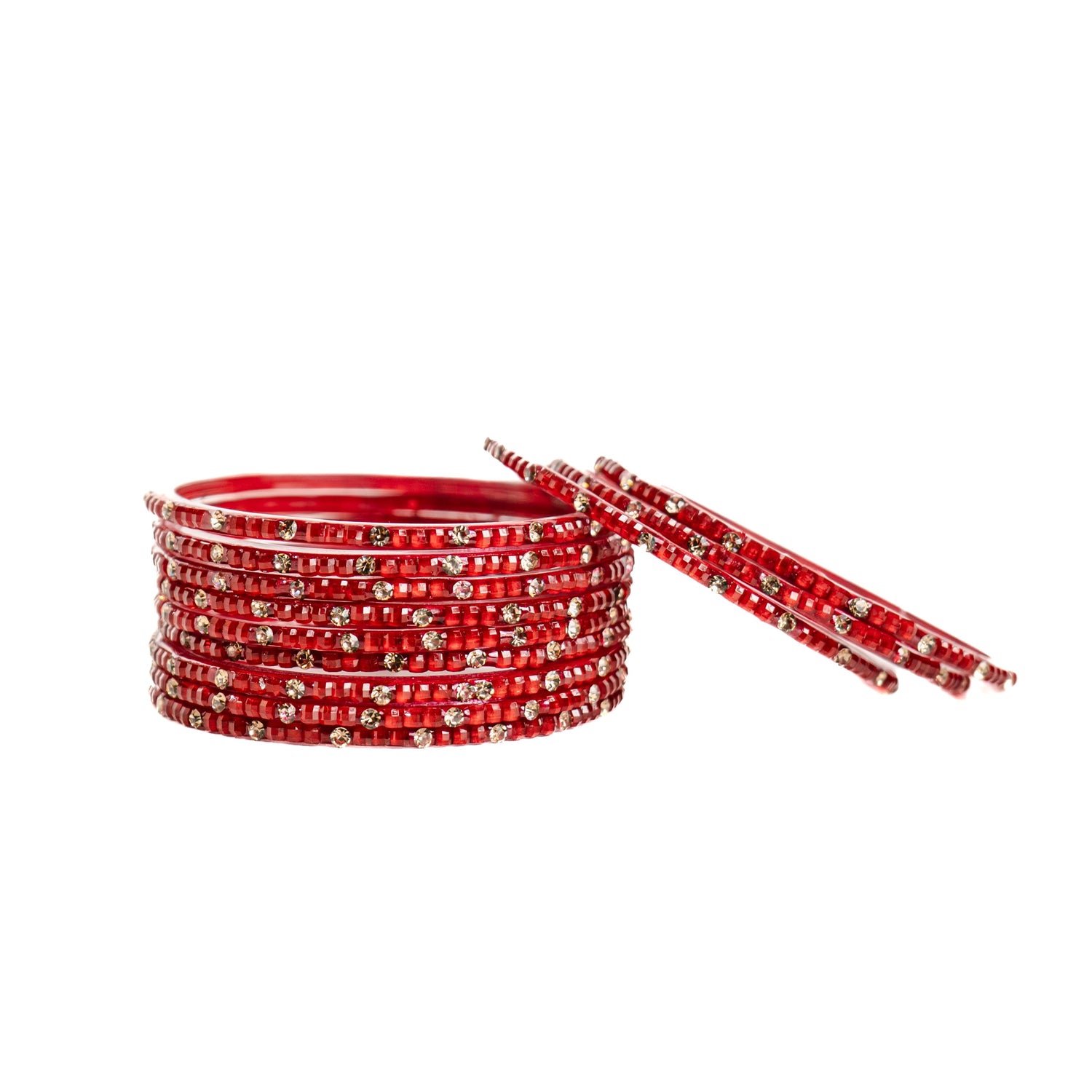 Crystal & Diamond Glass Bangles Set – Festive & Wedding