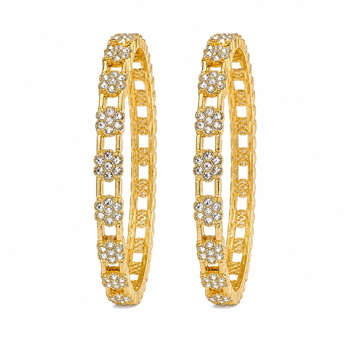Golden floral crystal kada bangles